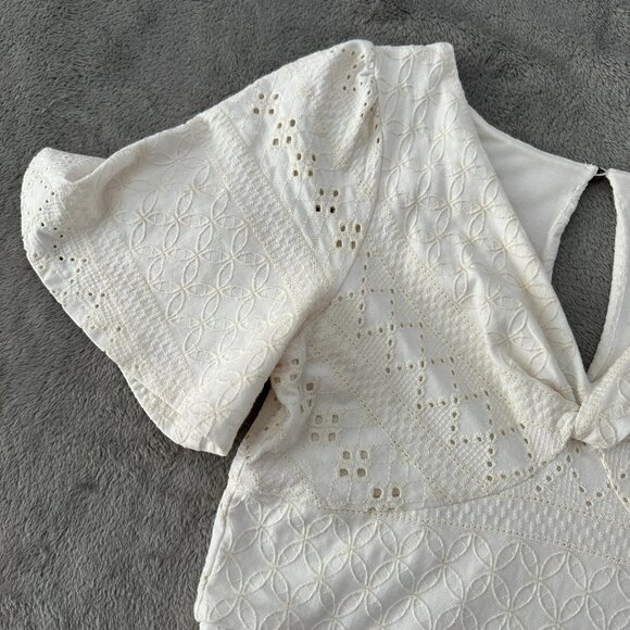 Maeve Anthropologie Rochelle Eyelet Embroidered Maxi Dress SMALL Cream Boho - Picture 7 of 8